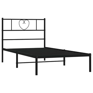 vidaXL Rectangular Steel Single Modern Bed Frame in Black