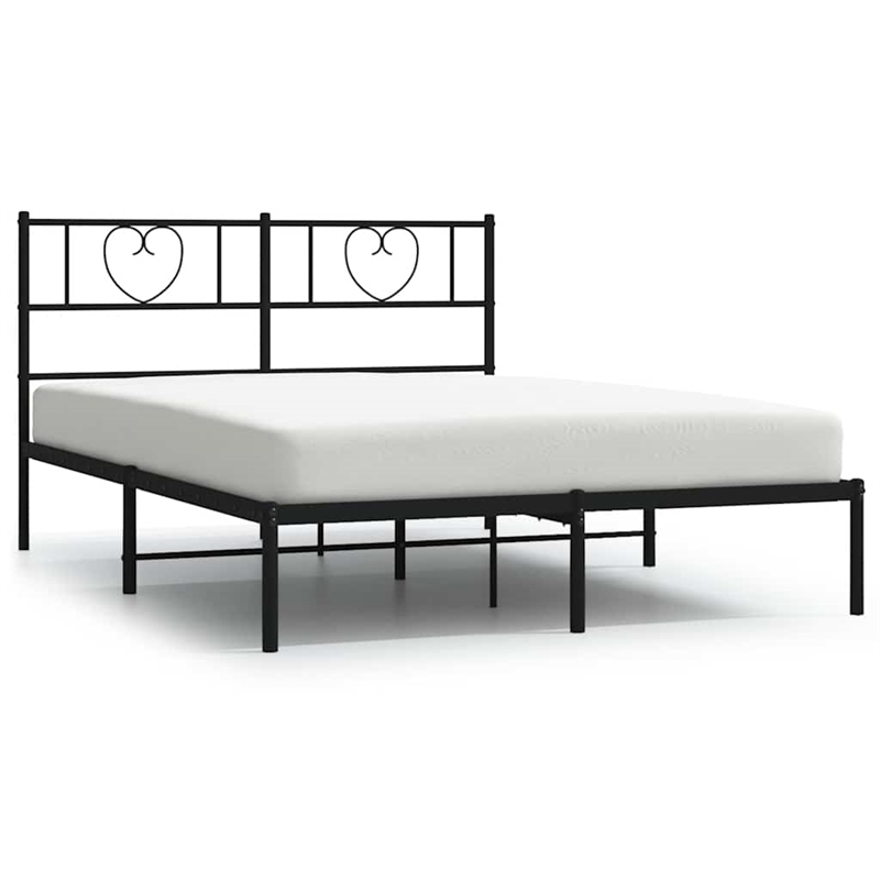 vidaXL 53.1 x 74.8 Powder-Coated Steel Bed Frame in Black