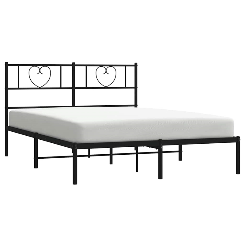 vidaXL 53.1 x 74.8 Powder-Coated Steel Bed Frame in Black