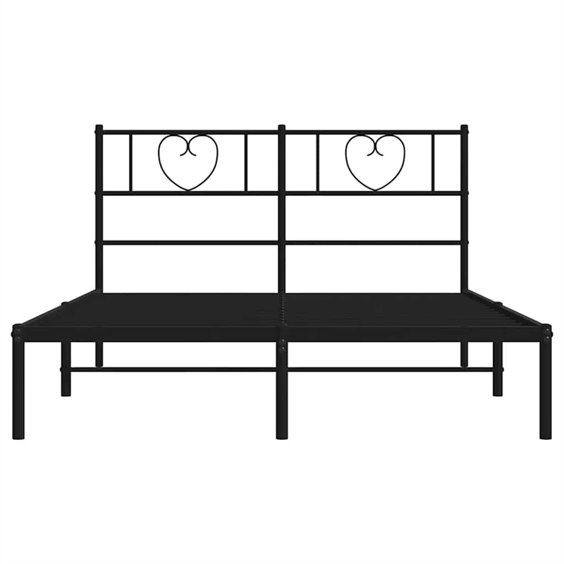 vidaXL 53.1 x 74.8 Powder-Coated Steel Bed Frame in Black
