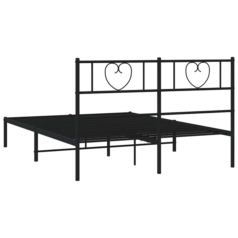 vidaXL 53.1 x 74.8 Powder-Coated Steel Bed Frame in Black