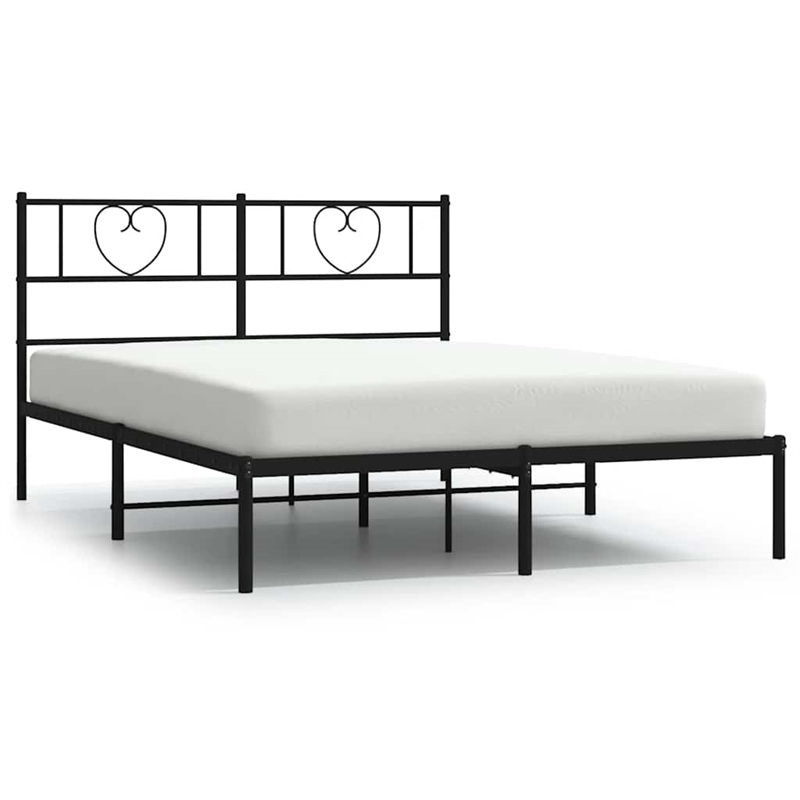 vidaXL Rectangular Powder-Coated Steel Full Bed Frame in Black