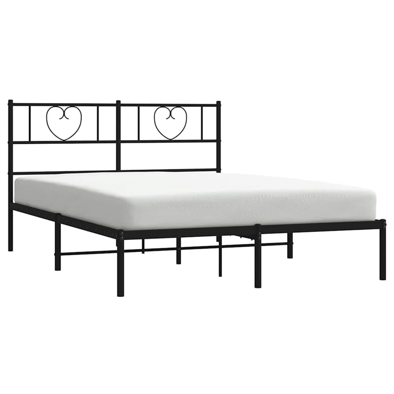vidaXL Rectangular Powder-Coated Steel Full Bed Frame in Black