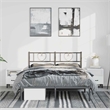 vidaXL Rectangular Powder-Coated Steel Full Bed Frame in Black