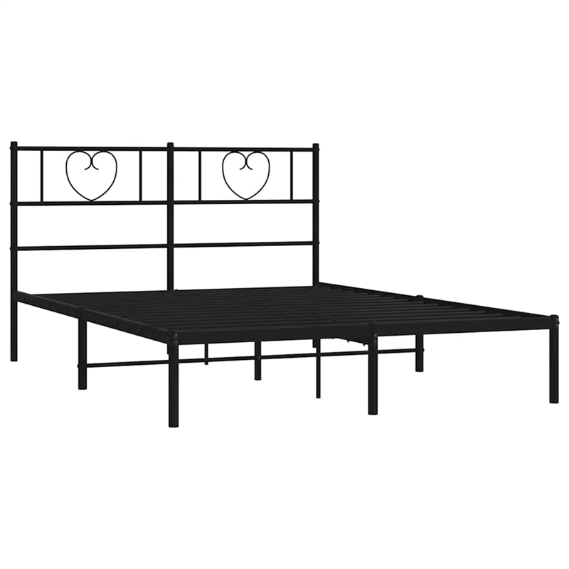 vidaXL Rectangular Powder-Coated Steel Full Bed Frame in Black