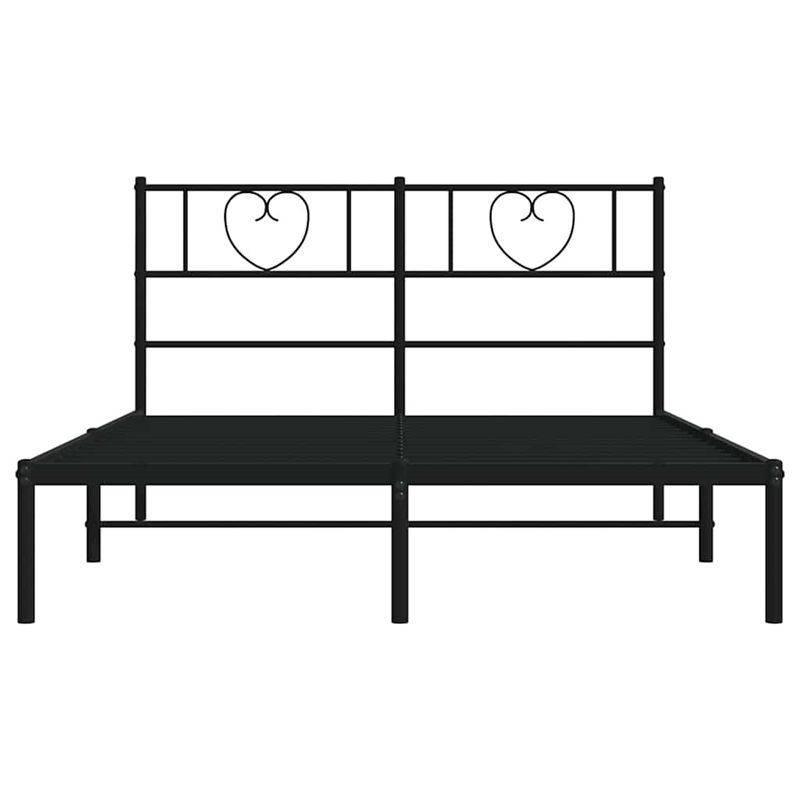 vidaXL Rectangular Powder-Coated Steel Full Bed Frame in Black