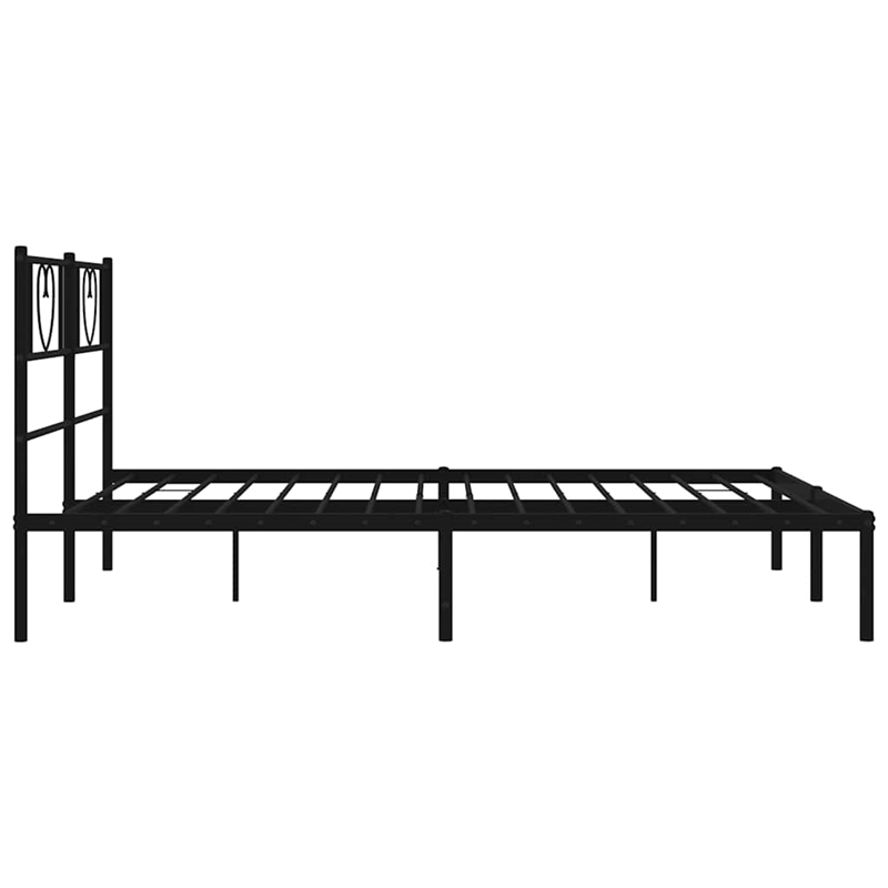 vidaXL Rectangular Powder-Coated Steel Full Bed Frame in Black