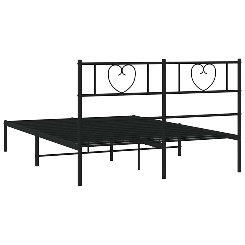 vidaXL Rectangular Powder-Coated Steel Full Bed Frame in Black