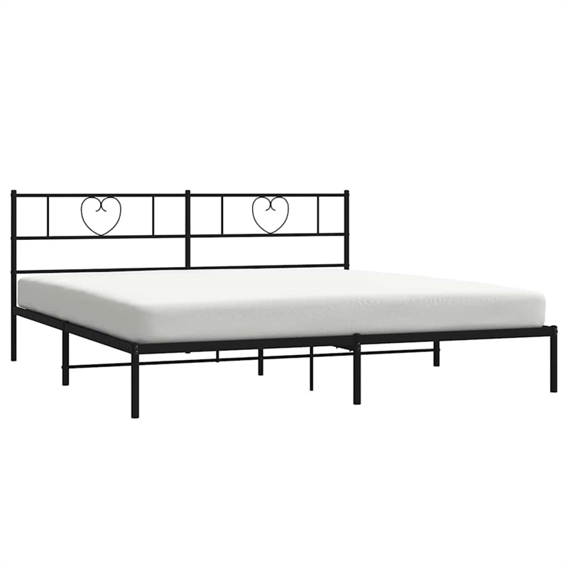 vidaXL Powder-Coated Steel King/Double Bed Frame in Black