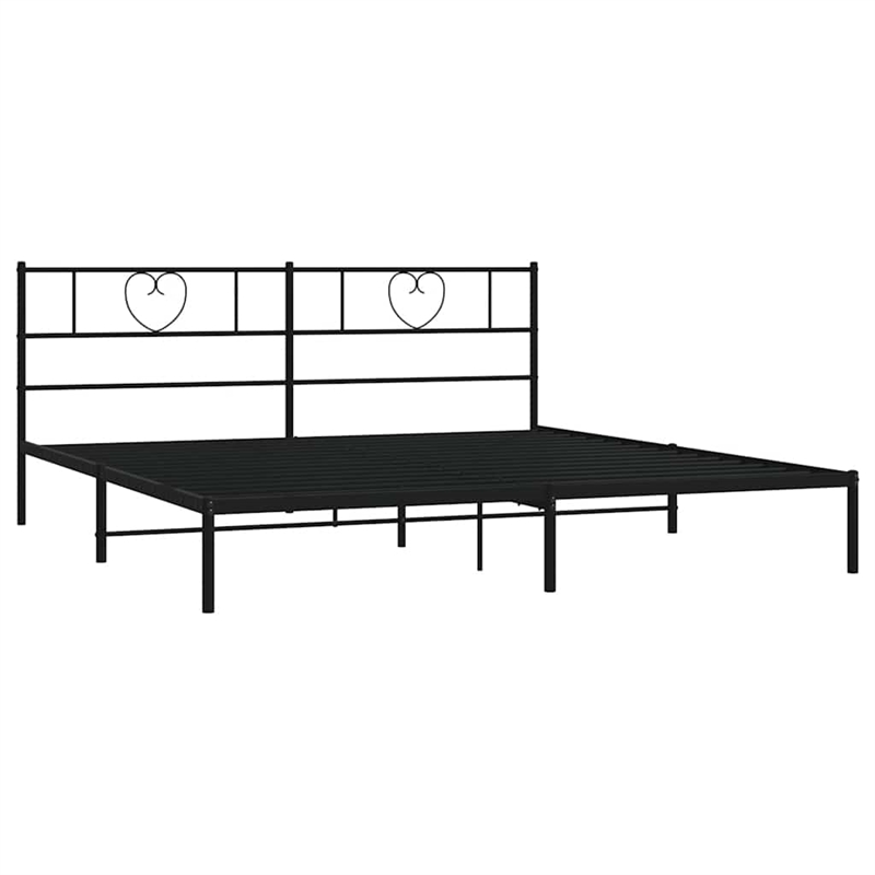 vidaXL Powder-Coated Steel King/Double Bed Frame in Black