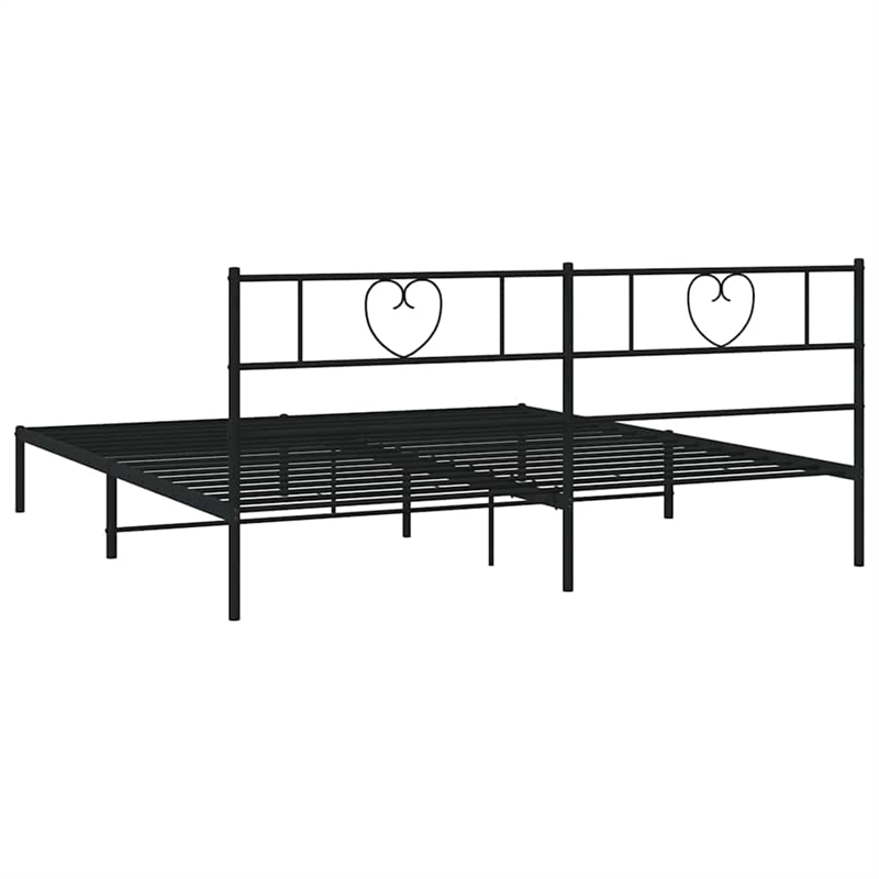 vidaXL Powder-Coated Steel King/Double Bed Frame in Black