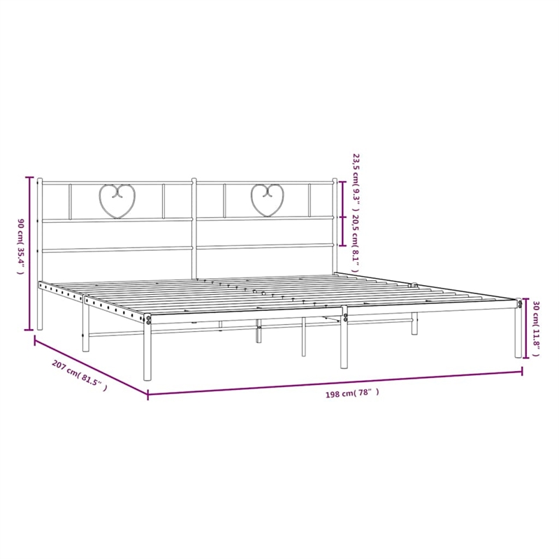 vidaXL Powder-Coated Steel King/Double Bed Frame in Black