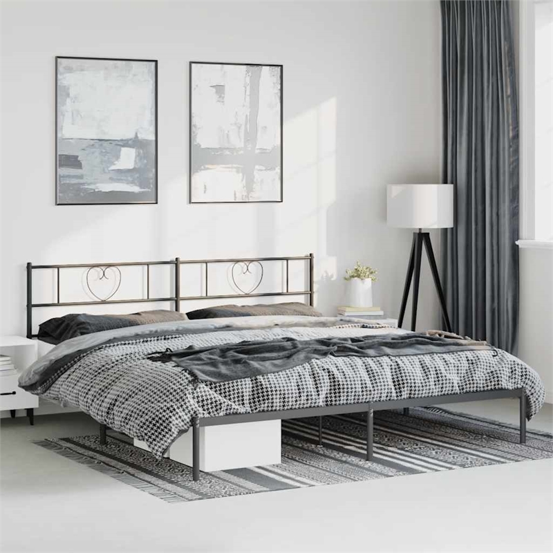 vidaXL Powder-Coated Steel King/Double Bed Frame in Black