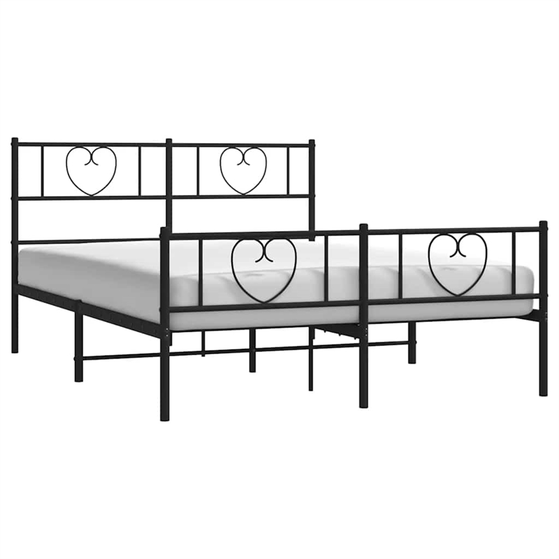 vidaXL 53.1x74.8 Powder-Coated Steel Bed Frame in Black
