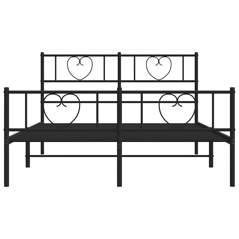 vidaXL 53.1x74.8 Powder-Coated Steel Bed Frame in Black