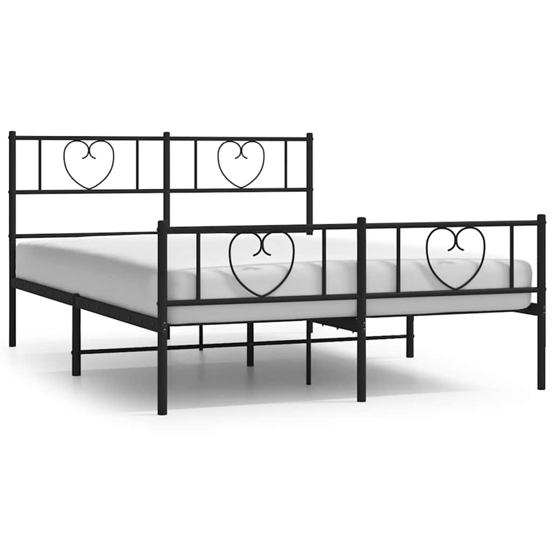 vidaXL Powder-Coated Steel King Bed Frame in Black