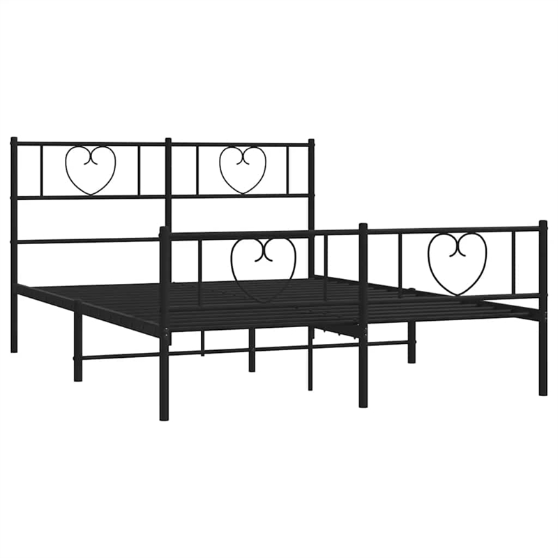 vidaXL Powder-Coated Steel King Bed Frame in Black