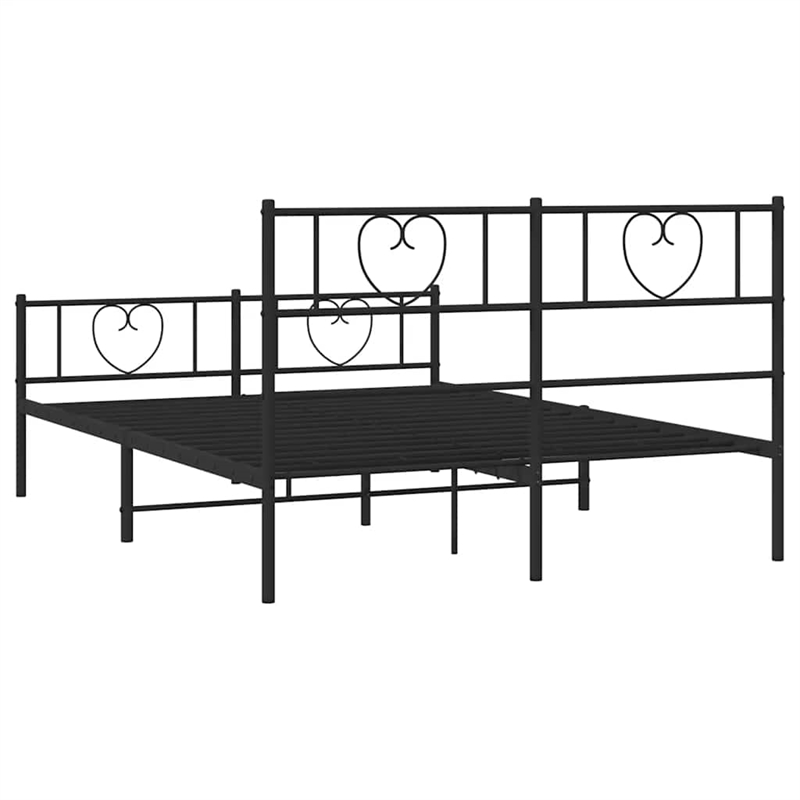 vidaXL Powder-Coated Steel King Bed Frame in Black