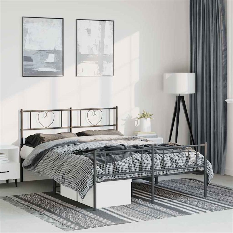 vidaXL Powder-Coated Steel King Bed Frame in Black