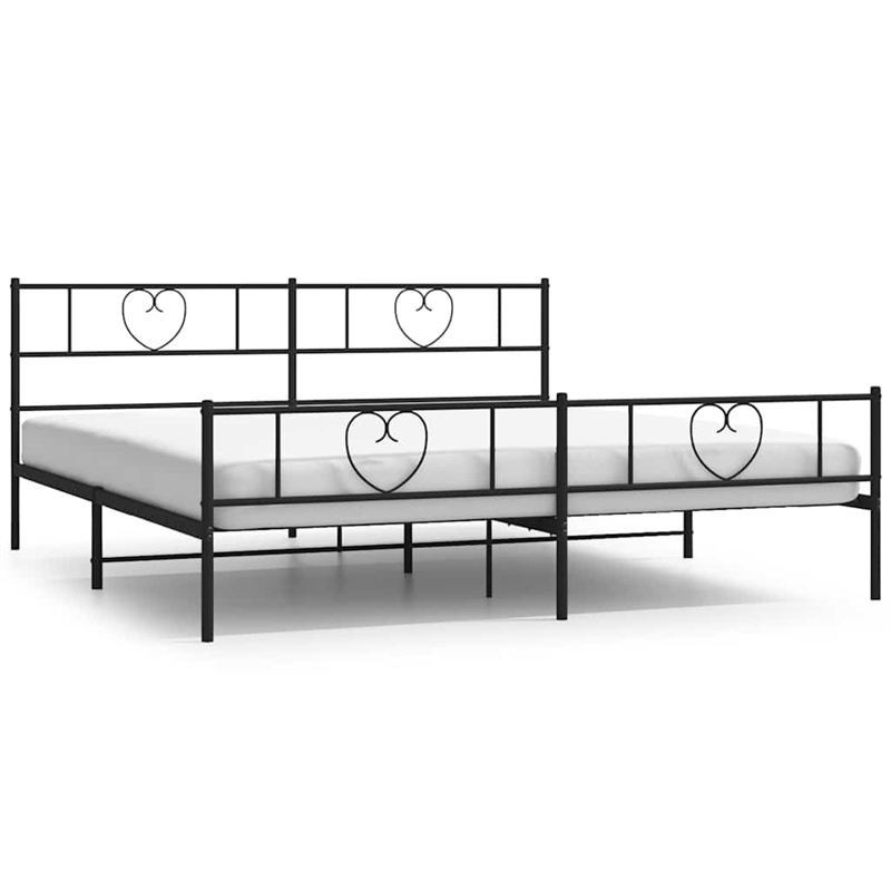 vidaXL Powder-Coated Steel Cal King/Double Bed Frame in Black