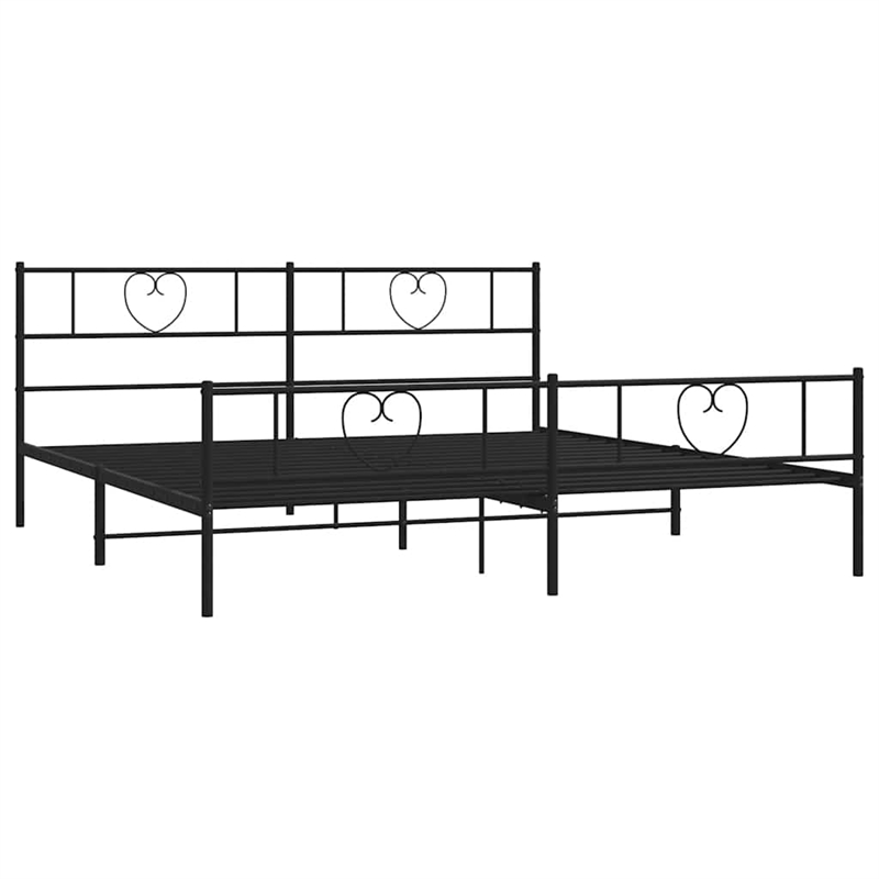 vidaXL Powder-Coated Steel Cal King/Double Bed Frame in Black