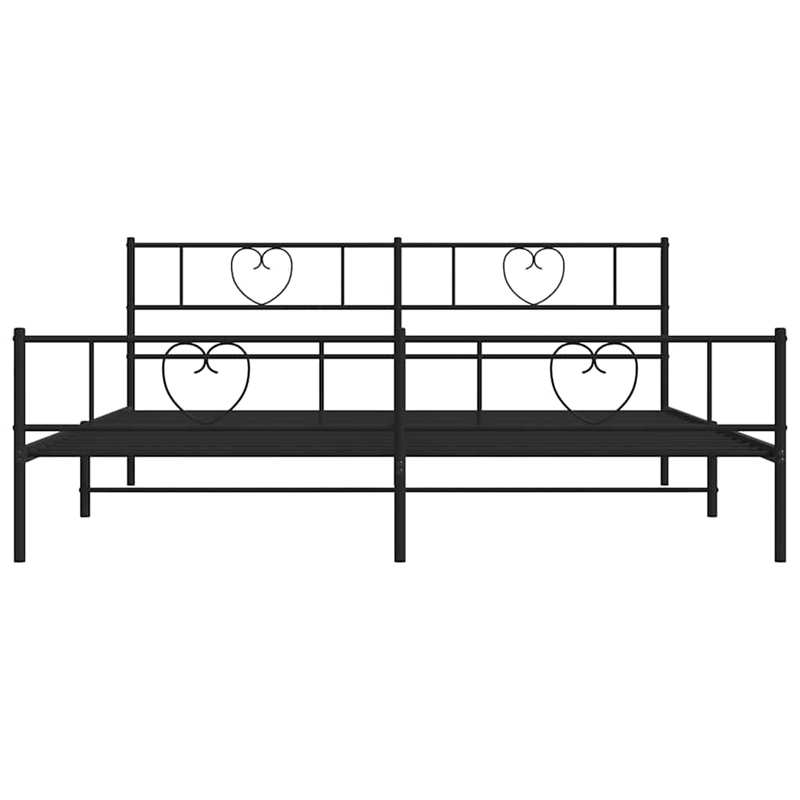 vidaXL Powder-Coated Steel Cal King/Double Bed Frame in Black