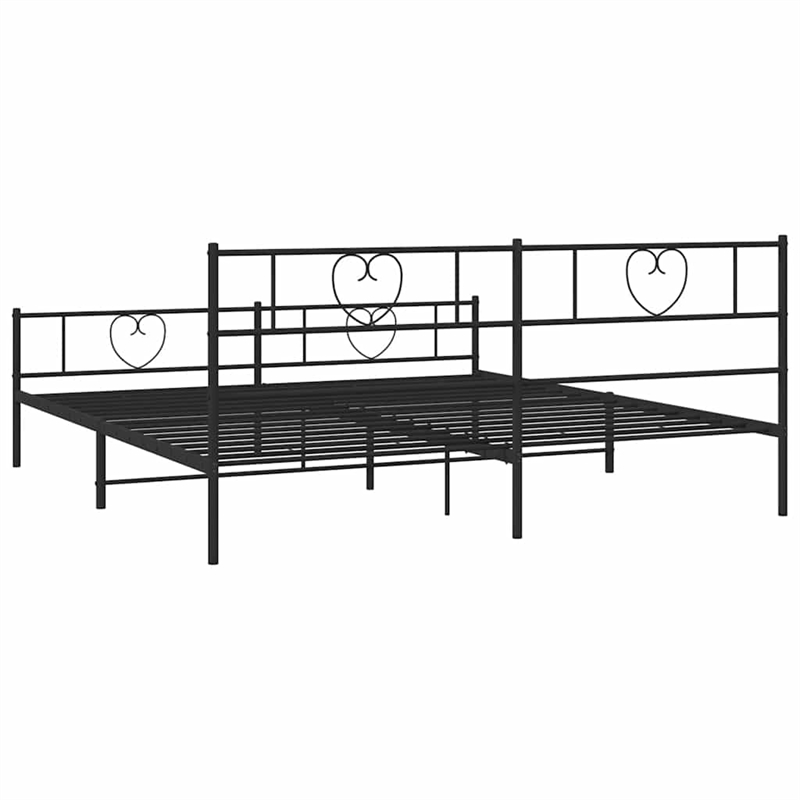 vidaXL Powder-Coated Steel Cal King/Double Bed Frame in Black