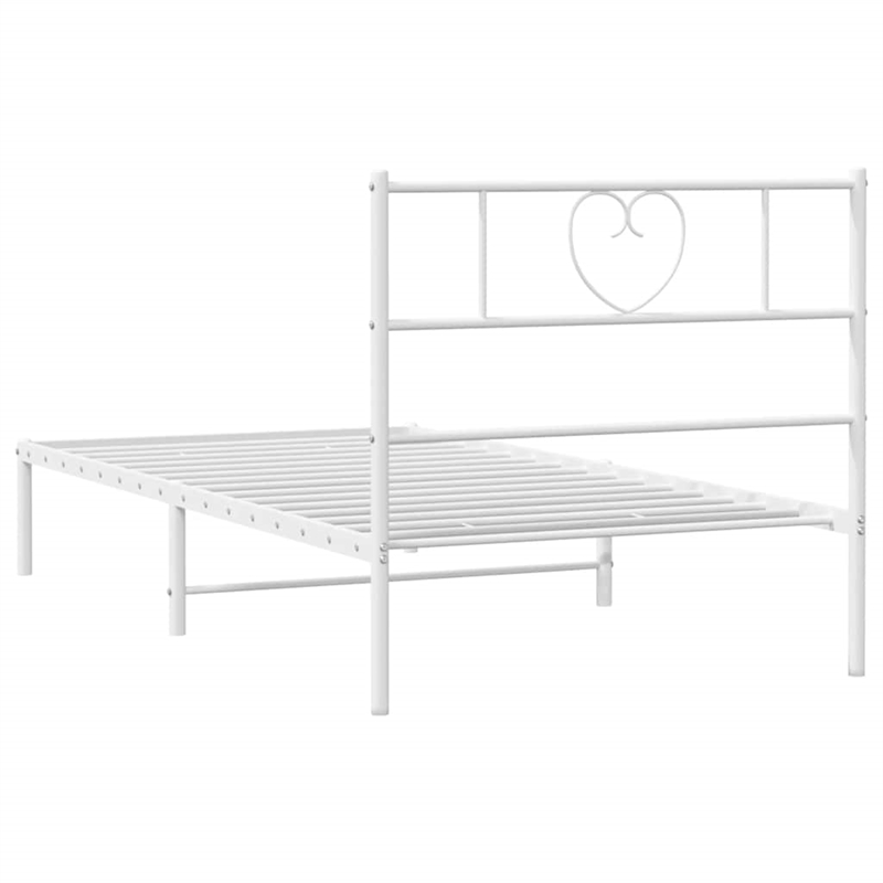 vidaXL Rectangular Powder-Coated Steel Twin Bed Frame in White