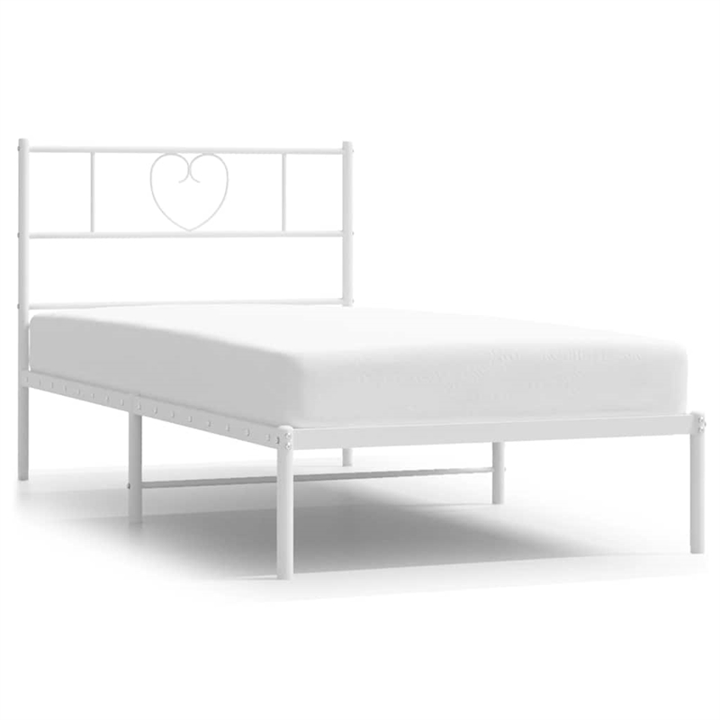 vidaXL Powder-Coated Steel Single Bed Bed Frame in White