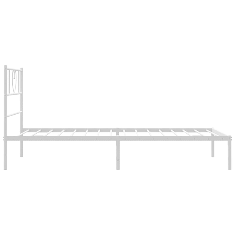 vidaXL Powder-Coated Steel Single Bed Bed Frame in White