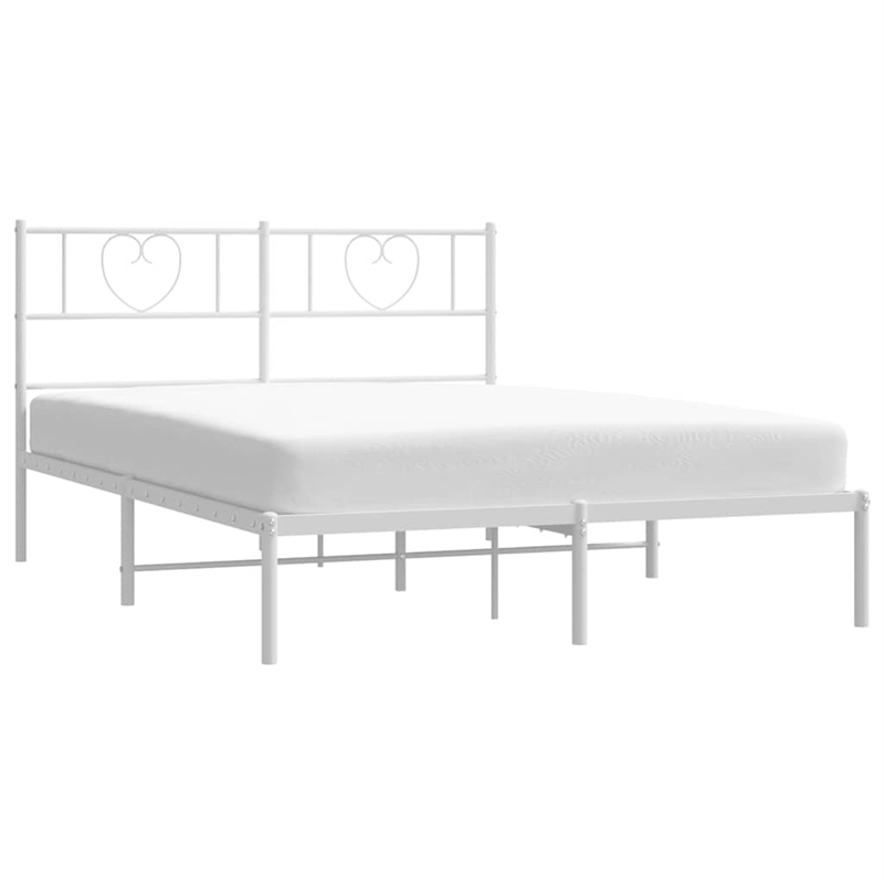 vidaXL Powder-Coated Steel King Size Bed Frame in White