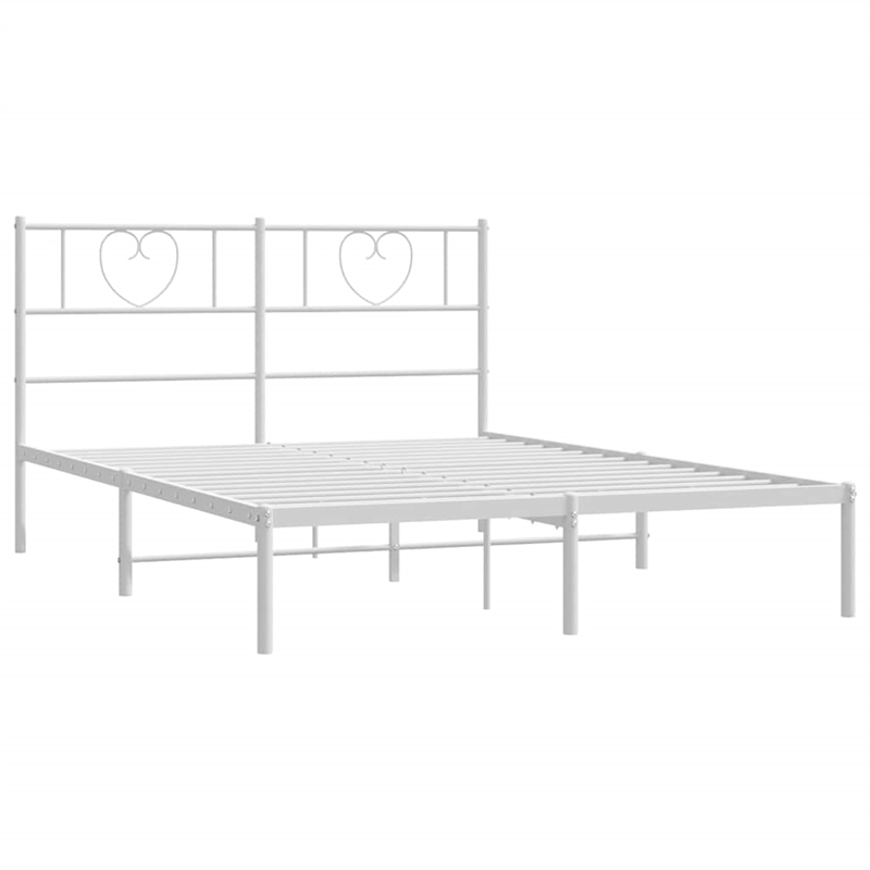 vidaXL Powder-Coated Steel King Size Bed Frame in White