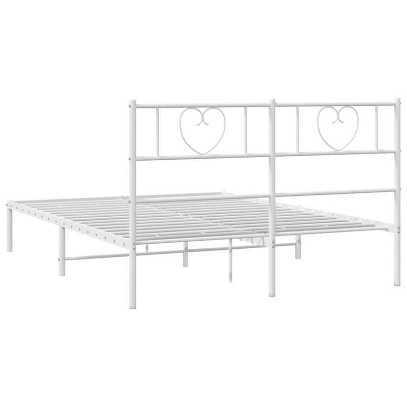 vidaXL Powder-Coated Steel King Size Bed Frame in White