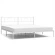 vidaXL 72.0x84.0 Powder-Coated Steel Bed Frame in White