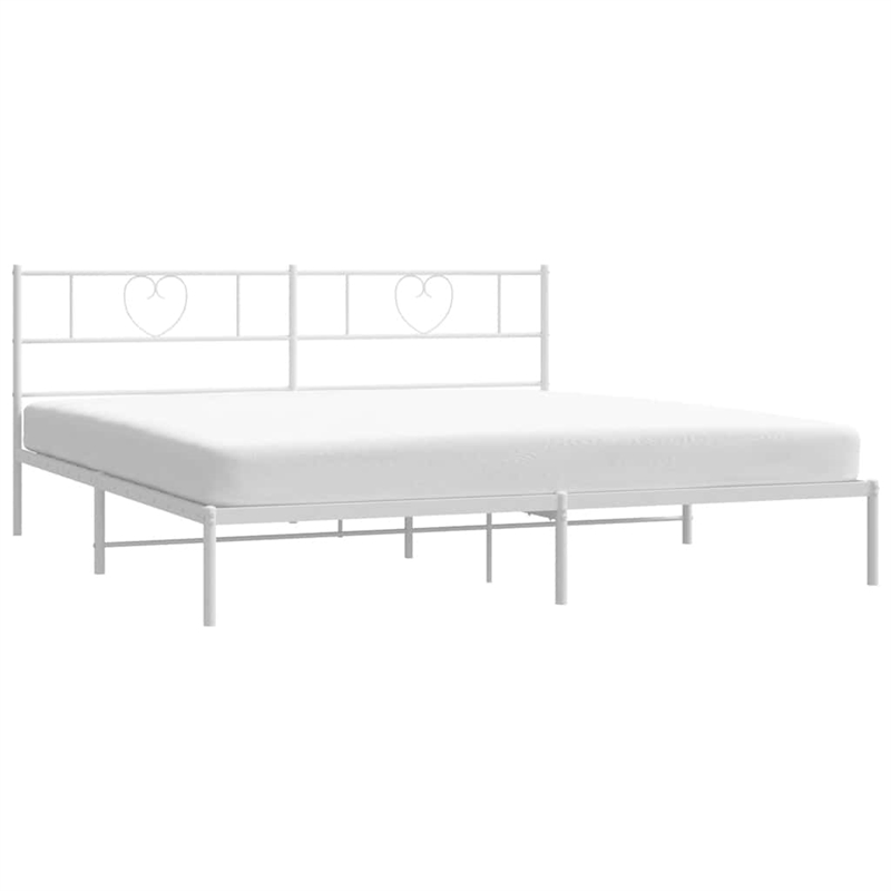 vidaXL 72.0x84.0 Powder-Coated Steel Bed Frame in White