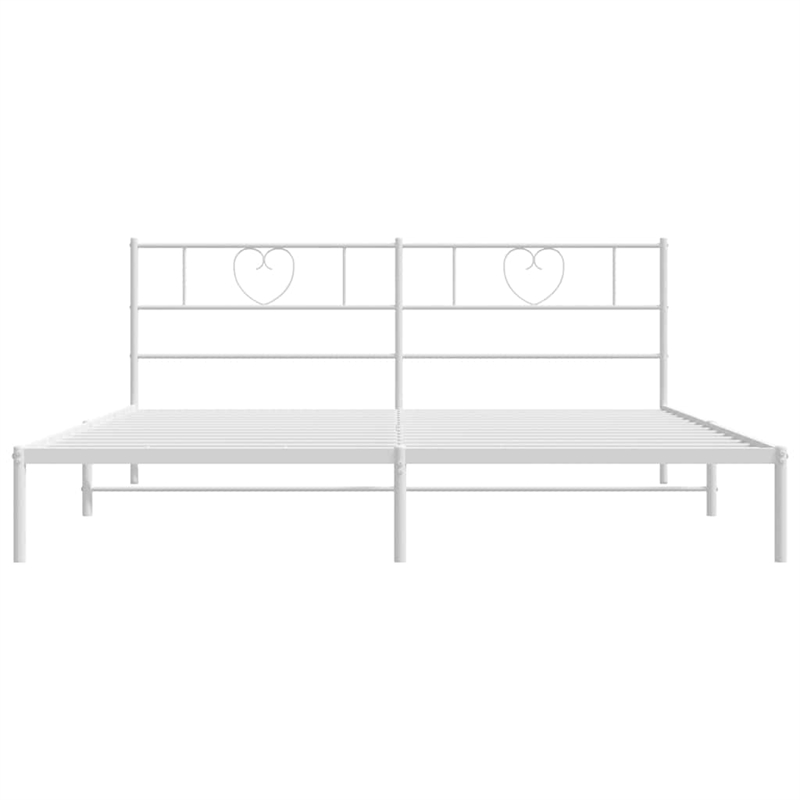 vidaXL 72.0x84.0 Powder-Coated Steel Bed Frame in White