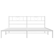 vidaXL 72.0x84.0 Powder-Coated Steel Bed Frame in White