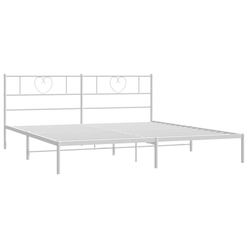 vidaXL 72.0x84.0 Powder-Coated Steel Bed Frame in White