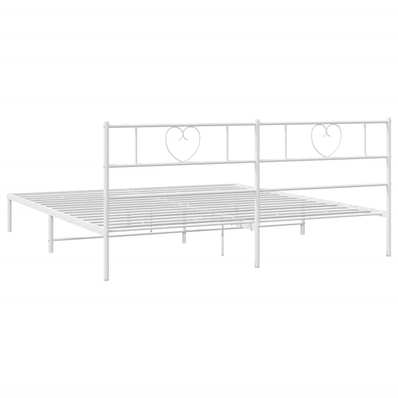 vidaXL 72.0x84.0 Powder-Coated Steel Bed Frame in White