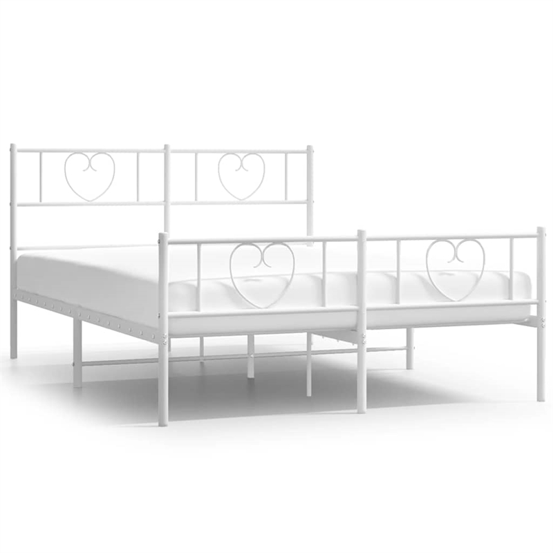 vidaXL Powder-Coated Steel Full/Double Bed Frame in White