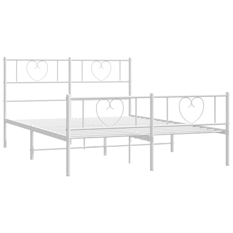 vidaXL Powder-Coated Steel Full/Double Bed Frame in White