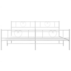 vidaXL Rectangular Modern Steel Cal King/Double Bed Frame in White