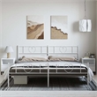 vidaXL 76x80 Powder-Coated Steel Modern Bed Frame in White