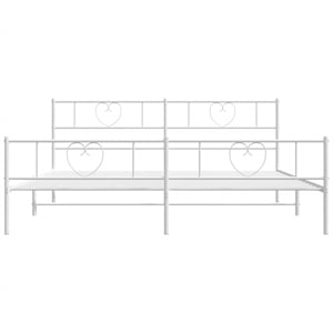 vidaXL 76x80 Powder-Coated Steel Modern Bed Frame in White