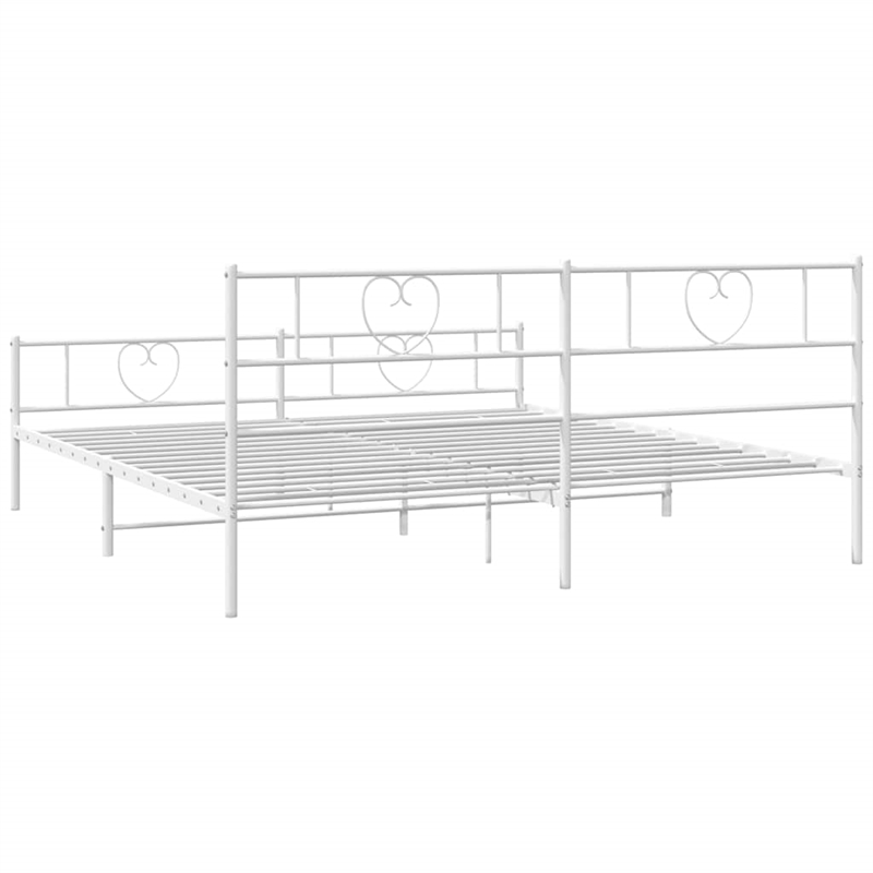 vidaXL 76x80 Powder-Coated Steel Modern Bed Frame in White