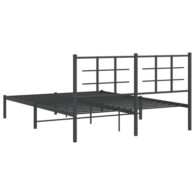 vidaXL Powder-Coated Steel King Bed Frame in Black