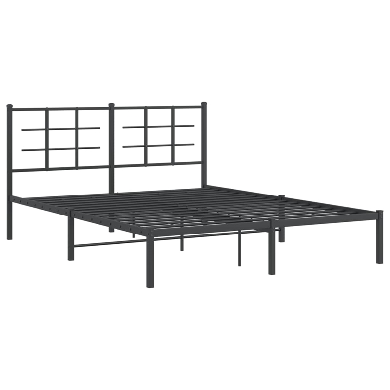 vidaXL Powder-Coated Steel King Bed Frame in Black