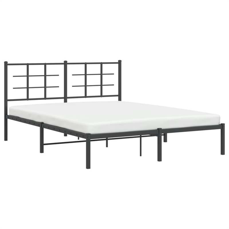 vidaXL Powder-Coated Steel King Bed Frame in Black
