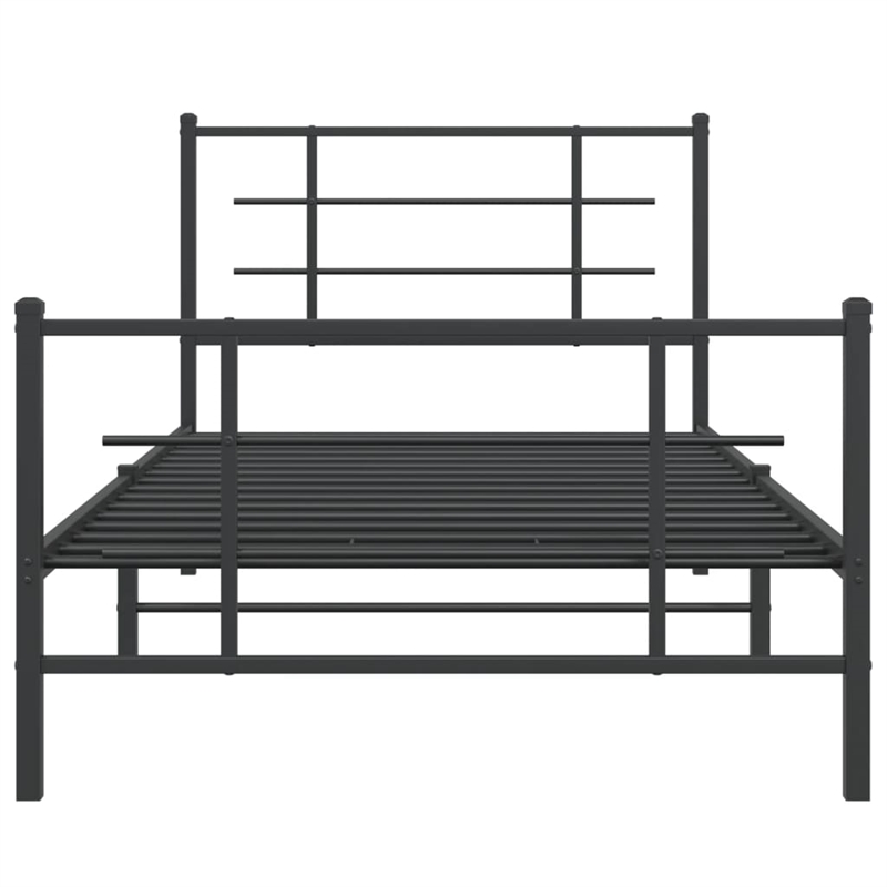 vidaXL Powder-Coated Steel Twin Bed Frame in Black