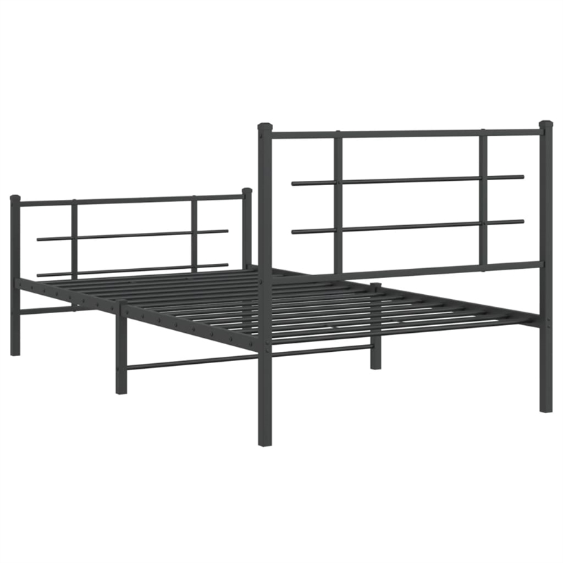 vidaXL Powder-Coated Steel Twin Bed Frame in Black